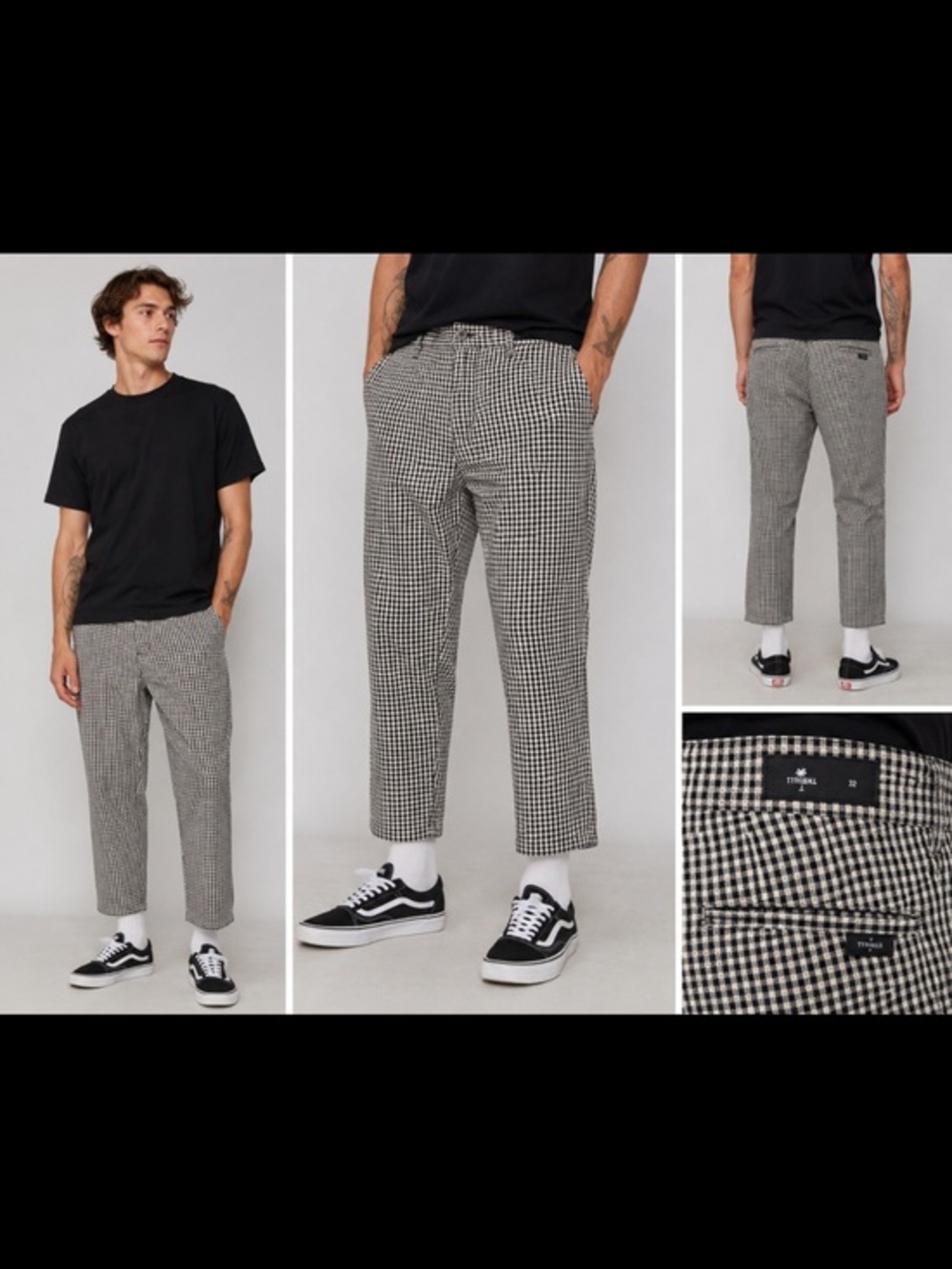 THRILLS Men’s Quad Check Chopped Chino Pants NWT Sizes 30 32 36